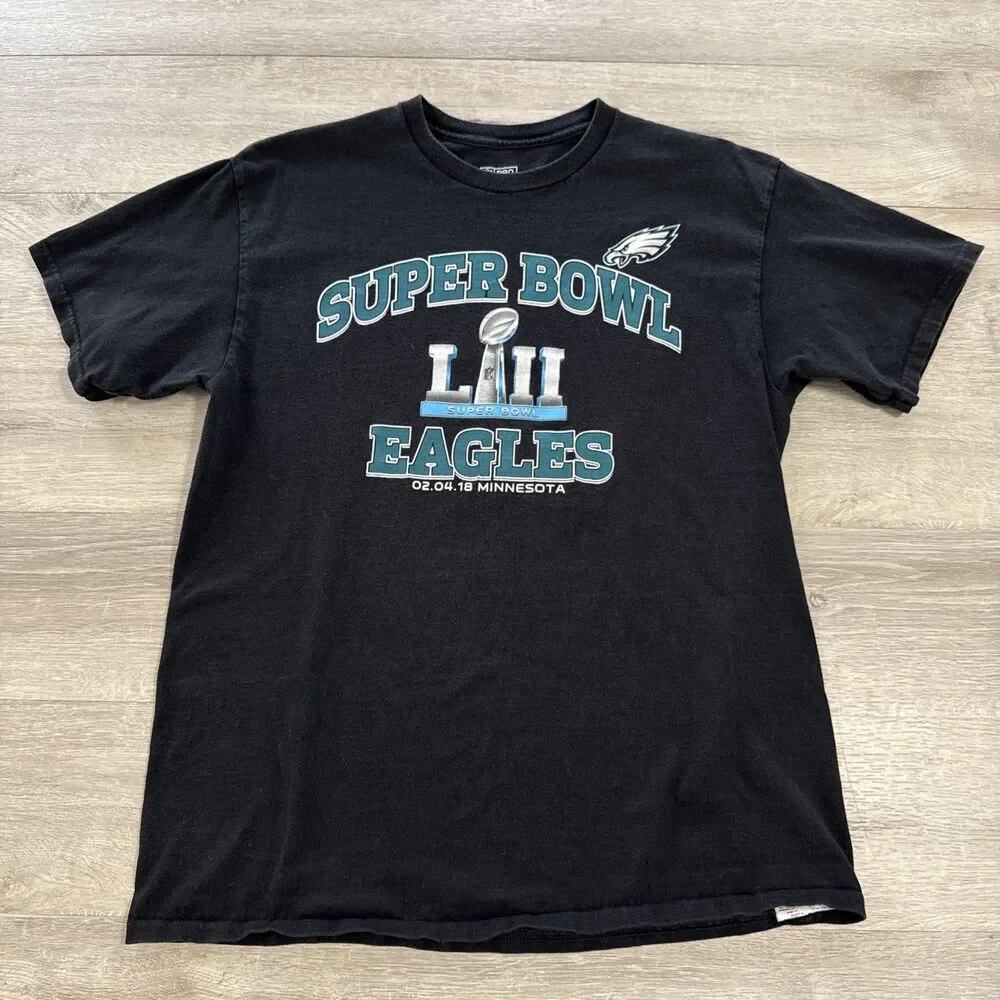 Philadelphia Eagles Shirt Super Bowl LII Champions NFL Men's Black Large